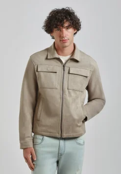 Giacca camicia effetto camoscio