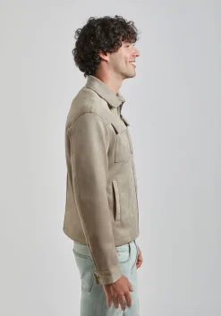 Giacca camicia effetto camoscio