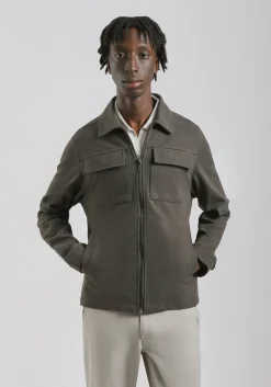 Giacca camicia effetto camoscio