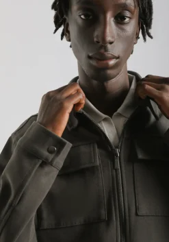 Giacca camicia effetto camoscio