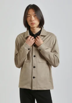 Giacca camicia effetto camoscio