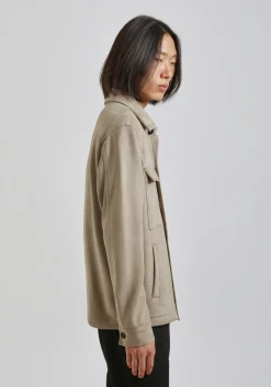 Giacca camicia effetto camoscio
