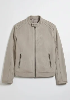 Giubbotto biker effetto camoscio