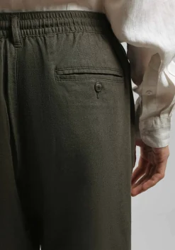 Pantaloni misto lino con elastici alle caviglie