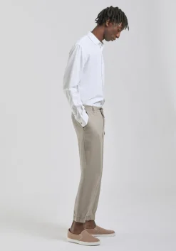 Pantaloni misto lino con elastici alle caviglie