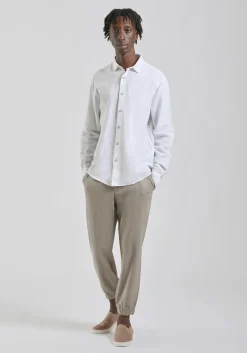 Pantaloni misto lino con elastici alle caviglie