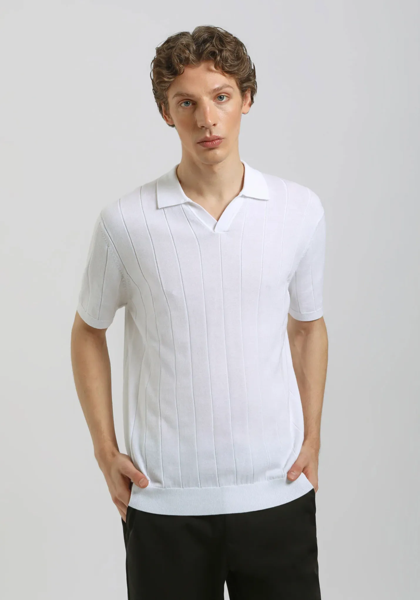 Polo in maglia a coste