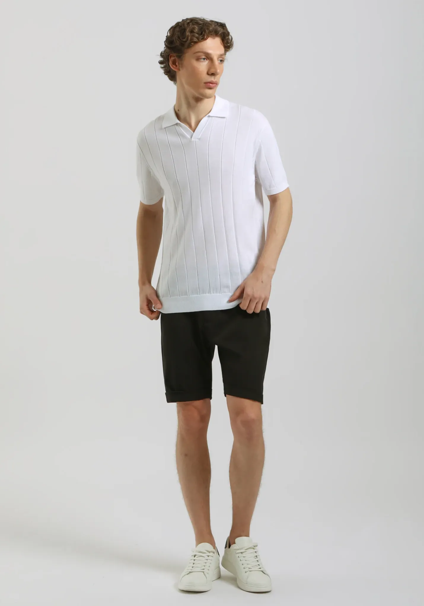 Polo in maglia a coste