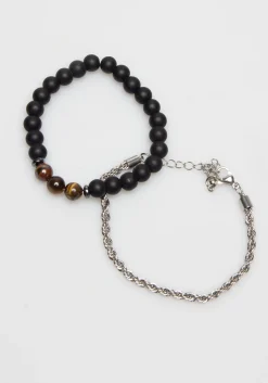Set di bracciali in pietra e catena