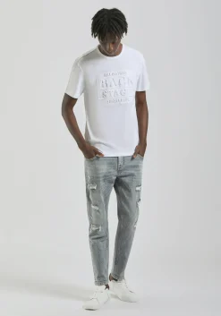 T-shirt con stampa a rilievo