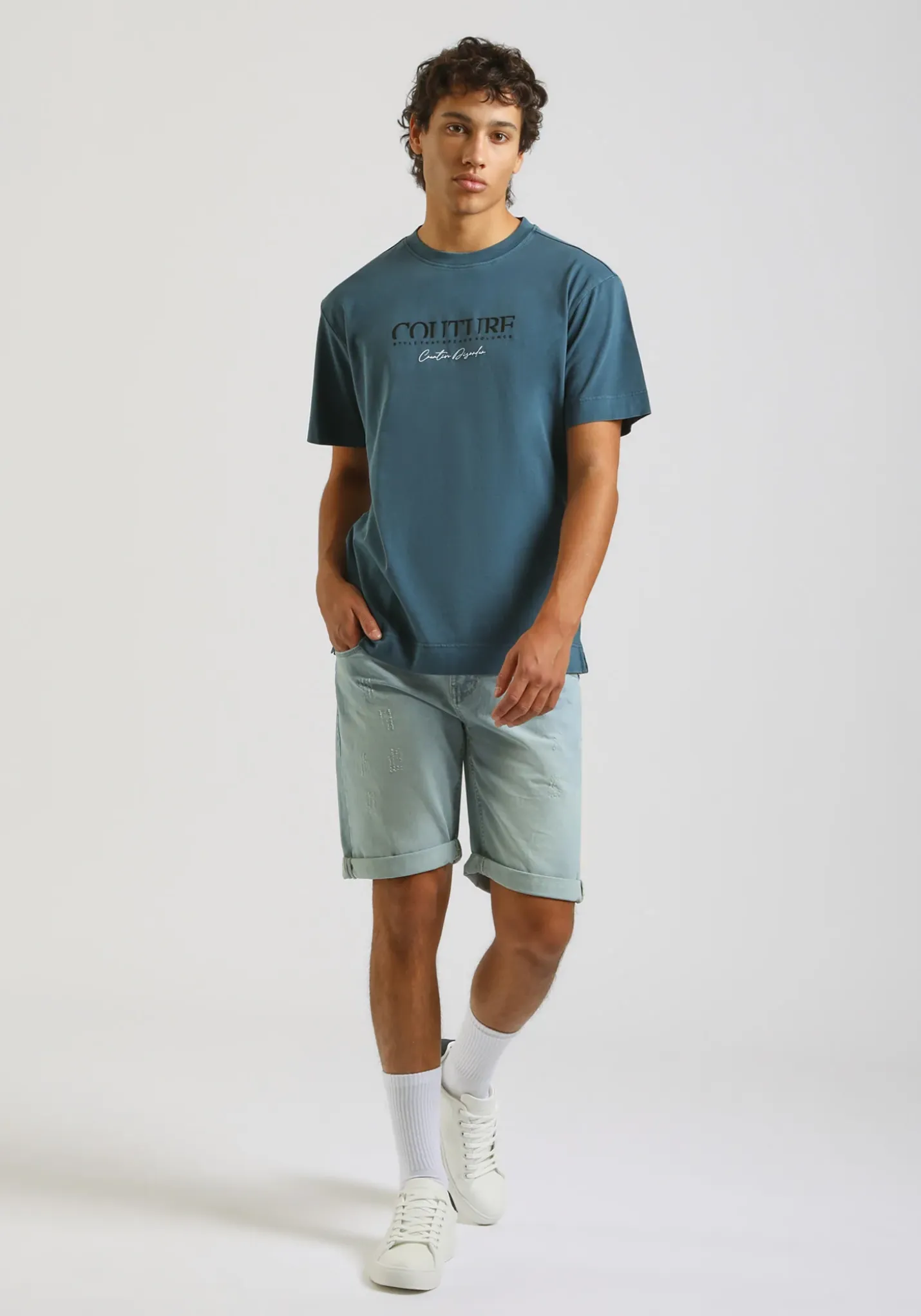 T-shirt effetto lavato con stampa